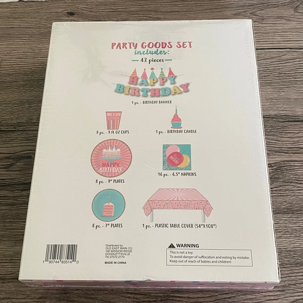 Pink Happy Birthday Party Goods in a Box Set Decorations